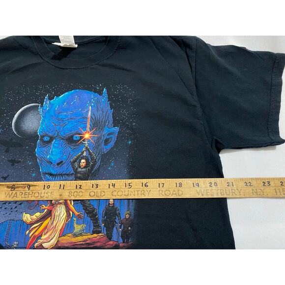 Game of Thrones T-Shirt Men’s Large Black Skull & Flames Graphic Tee - Picture 4 of 8